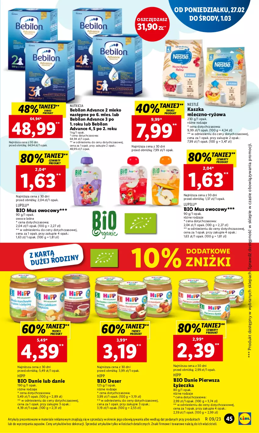 Gazetka promocyjna Lidl - GAZETKA - ważna 27.02 do 01.03.2023 - strona 51 - produkty: BEBILON, Deser, HiPP, Hipp Bio, Mleko, Mus, Nestlé, O nas, Owoce, Ryż, Ser