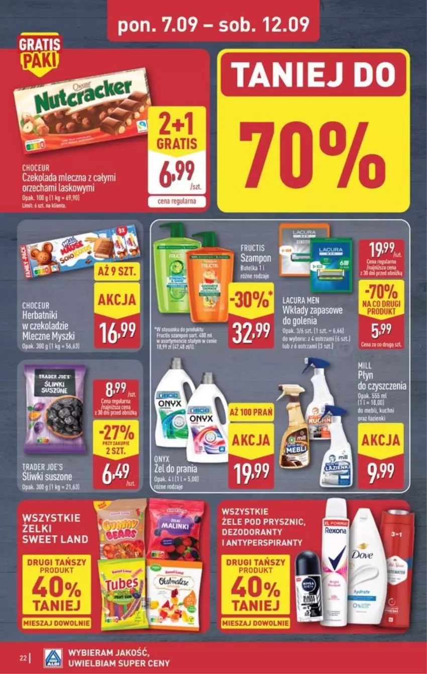 Gazetka promocyjna Aldi - Pełna oferta - ważna 07.09 do 12.09.2026 - strona 22 - produkty: Czekolada, Czekolada mleczna, Dezodorant, Fa, Fructis, Gra, Herbatniki, Mysz, Por
