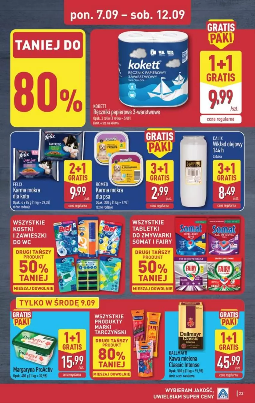 Gazetka promocyjna Aldi - Pełna oferta - ważna 07.09 do 12.09.2026 - strona 23 - produkty: Fa, Fairy, Gra, Kawa, Kawa mielona, Margaryna, Somat, Tablet, Zawieszki, Zmywarki