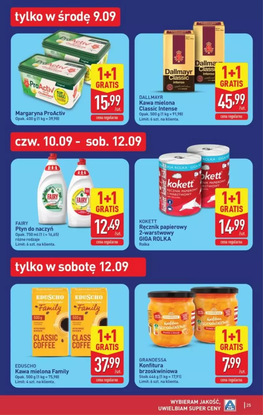 Gazetka promocyjna Aldi - Pełna oferta - ważna 07.09 do 12.09.2026 - strona 25 - produkty: Dallmayr, Fa, Fairy, Gra, Kawa, Kawa mielona, Konfitura, Margaryna, Papier, Ręcznik
