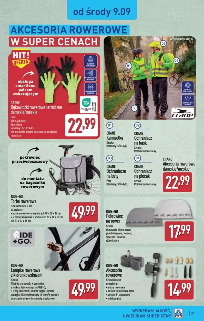 Gazetka promocyjna Aldi - Pełna oferta - ważna 07.09 do 12.09.2026 - strona 31 - produkty: Buty, Kamizelka, Ochraniacze, Plecak, Pokrowiec, Rower, Torba