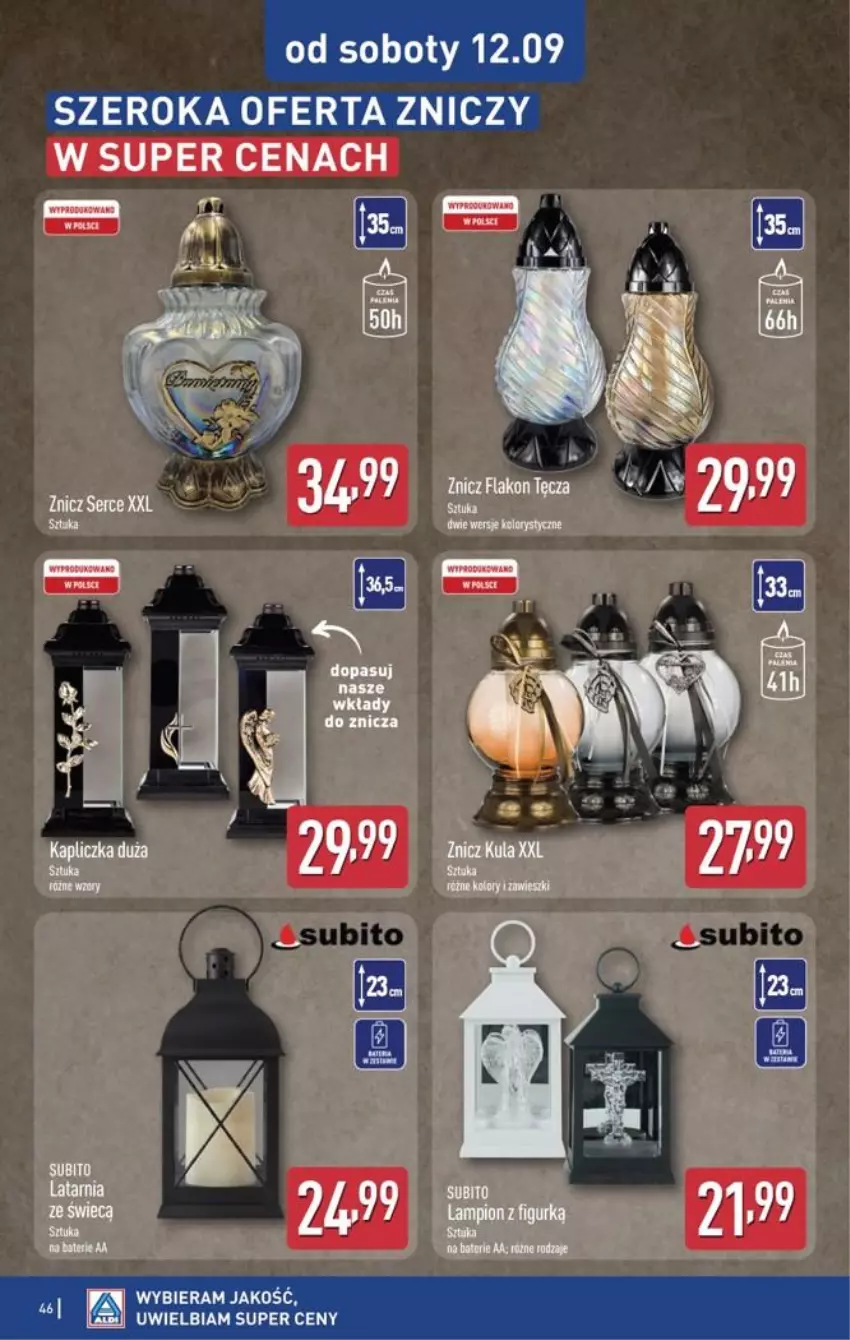 Gazetka promocyjna Aldi - Pełna oferta - ważna 07.09 do 12.09.2026 - strona 46 - produkty: Znicz