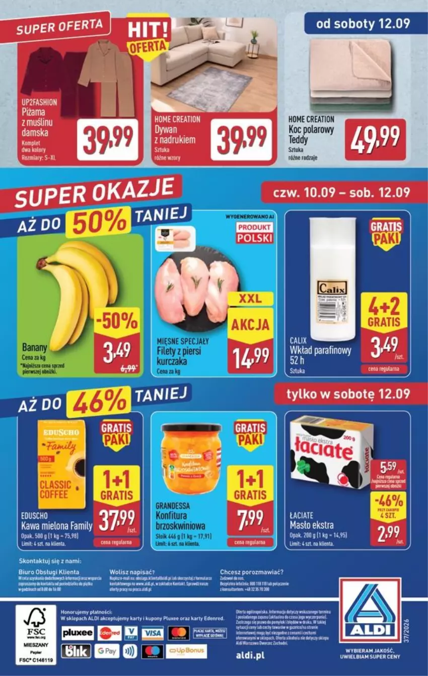 Gazetka promocyjna Aldi - Pełna oferta - ważna 07.09 do 12.09.2026 - strona 48 - produkty: Dywan, Fa, Kawa, Kawa mielona, Kurczak, Masło, Mięsne specjały, Mus