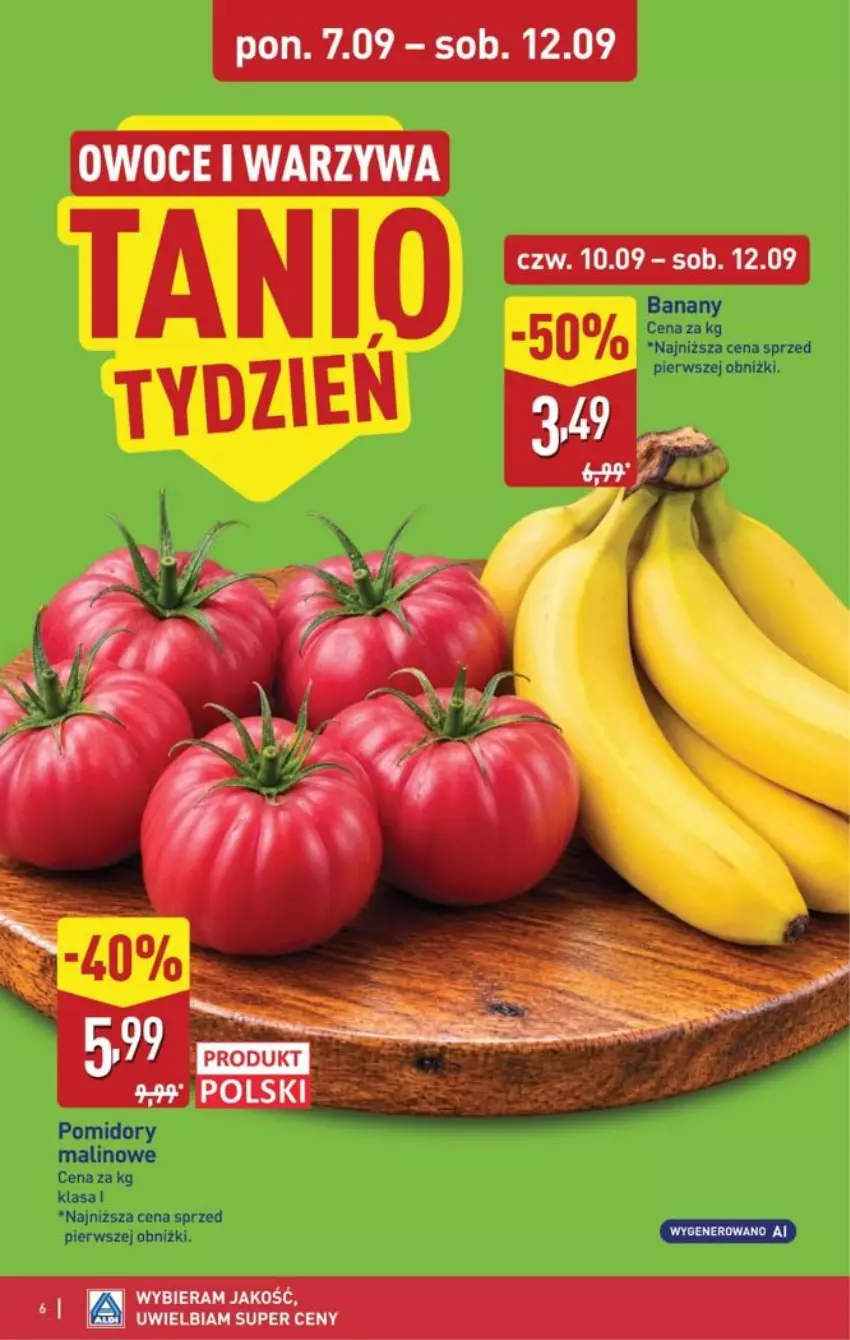 Gazetka promocyjna Aldi - Pełna oferta - ważna 07.09 do 12.09.2026 - strona 6 - produkty: Banany, Owoce, Pomidory, Warzywa