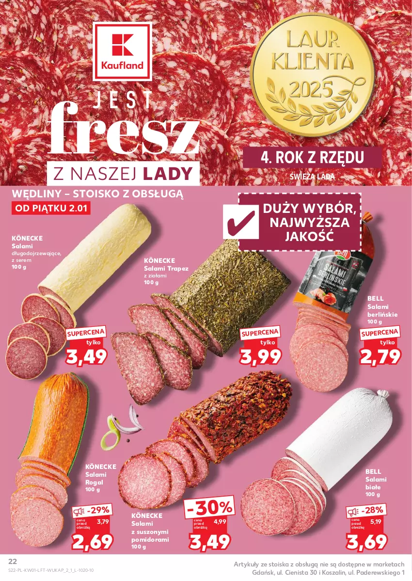 Gazetka promocyjna Kaufland - Gazetka tygodnia - ważna 02.01 do 07.01.2026 - strona 22 - produkty: Bell, Kosz, Rogal, Salami, Ser, Szal