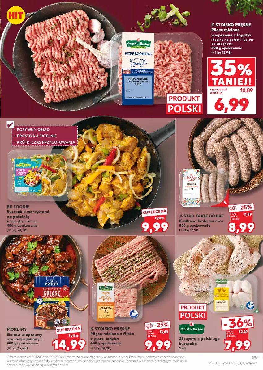 Gazetka promocyjna Kaufland - Gazetka tygodnia - ważna 02.01 do 07.01.2026 - strona 29 - produkty: Kiełbasa, Kiełbasa biała, Kurczak, Mięso, Mięso mielone, Morliny, Piec, Sos, Spaghetti, Warzywa
