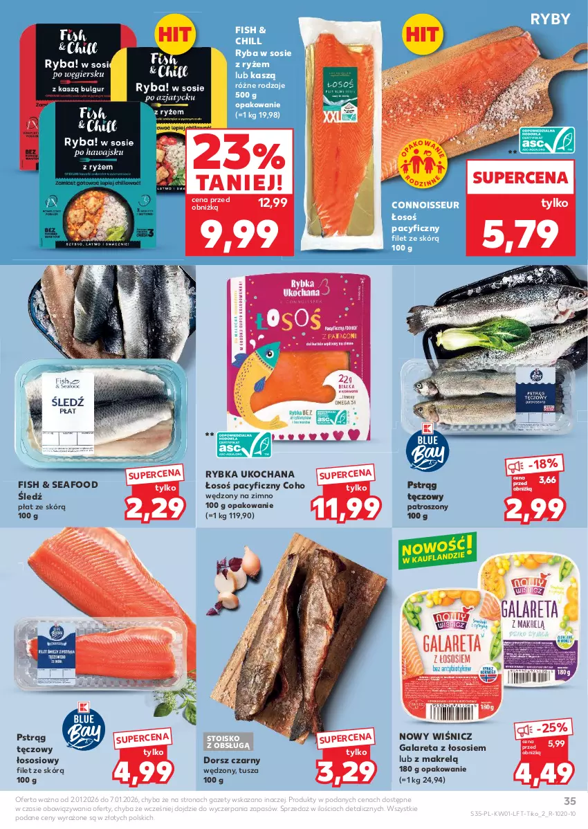 Gazetka promocyjna Kaufland - Gazetka tygodnia - ważna 02.01 do 07.01.2026 - strona 35 - produkty: Dorsz, Gala, Koc, Makrelą, Pstrąg, Pstrąg tęczowy, Ryba, Ryż, Sos, Tusz