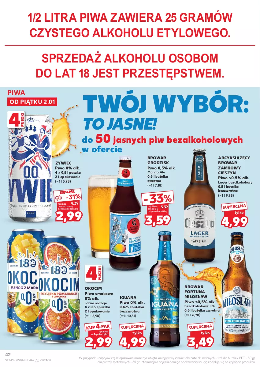Gazetka promocyjna Kaufland - Gazetka tygodnia - ważna 02.01 do 07.01.2026 - strona 42 - produkty: Fortuna, Gra, Koc, Mango, Okocim, Piwa, Piwo, Sok