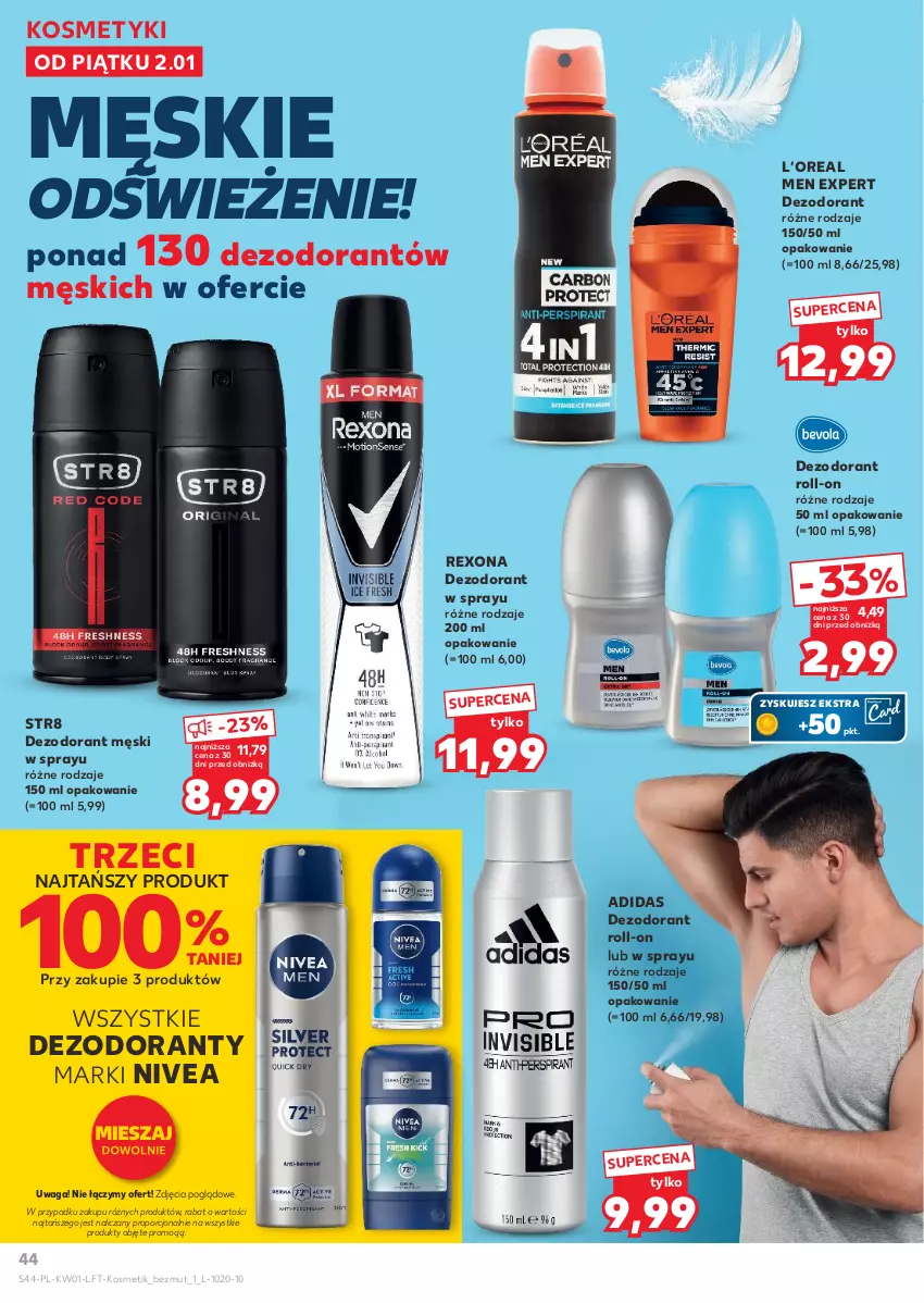 Gazetka promocyjna Kaufland - Gazetka tygodnia - ważna 02.01 do 07.01.2026 - strona 44 - produkty: Adidas, Dezodorant, Nivea, Por, Rexona, Str8, Waga