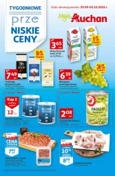 Gazetka promocyjna Auchan - Gazetka TYGODNIOWE przeNISKIE CENY – Moje Auchan - Gazetka - ważna od 05.10 do 05.10.2022 - strona 1 - produkty: Kurczak, Mięso mielone z szynki, Mięso mielone, Ser, Gin, Papier, Ręcznik, Winogrona, Czekolada, EPEE, Wino, Mięso, Groszek, Lindt, Mleko, Fa