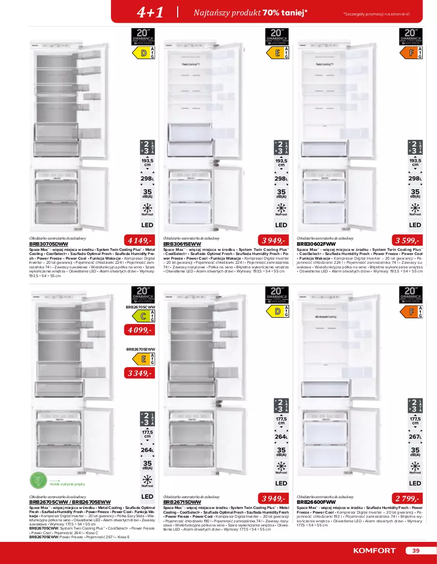 Gazetka promocyjna Komfort - Katalog urządzeń AGD - ważna 12.05 do 30.09.2023 - strona 39 - produkty: Drzwi, Kompresor, Mięta, Noż, Optima, Półka, Sprzedawcy, Wino, Zamrażarka