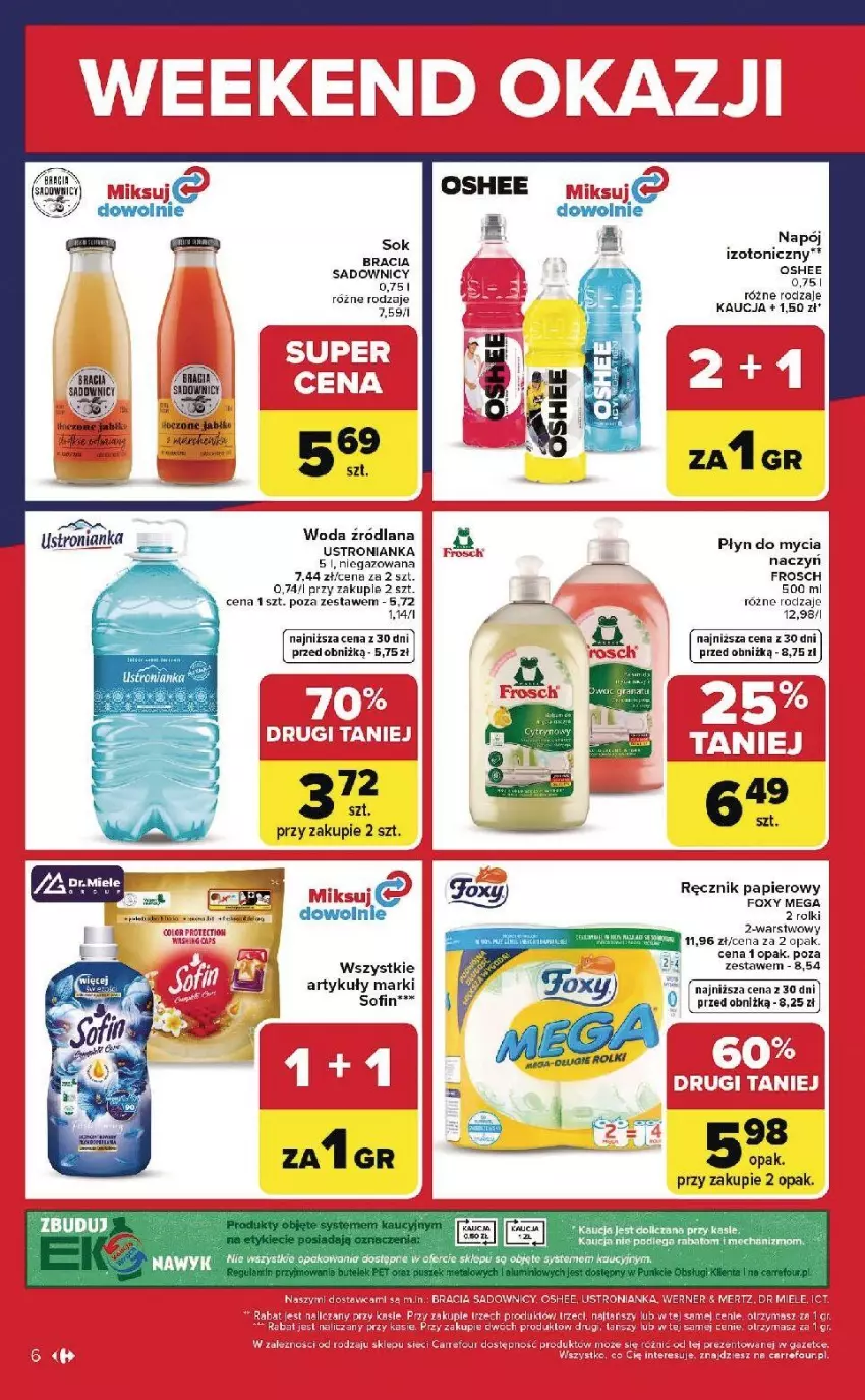 Gazetka promocyjna Carrefour - Gazetka Weekend okazji już od czwartku! - ważna 21.05 do 23.05.2026 - strona 6 - produkty: Foxy, Frosch, Gra, Granat, LANA, Oshee, Papier, Por, Ręcznik, Rolki, Sok, Woda