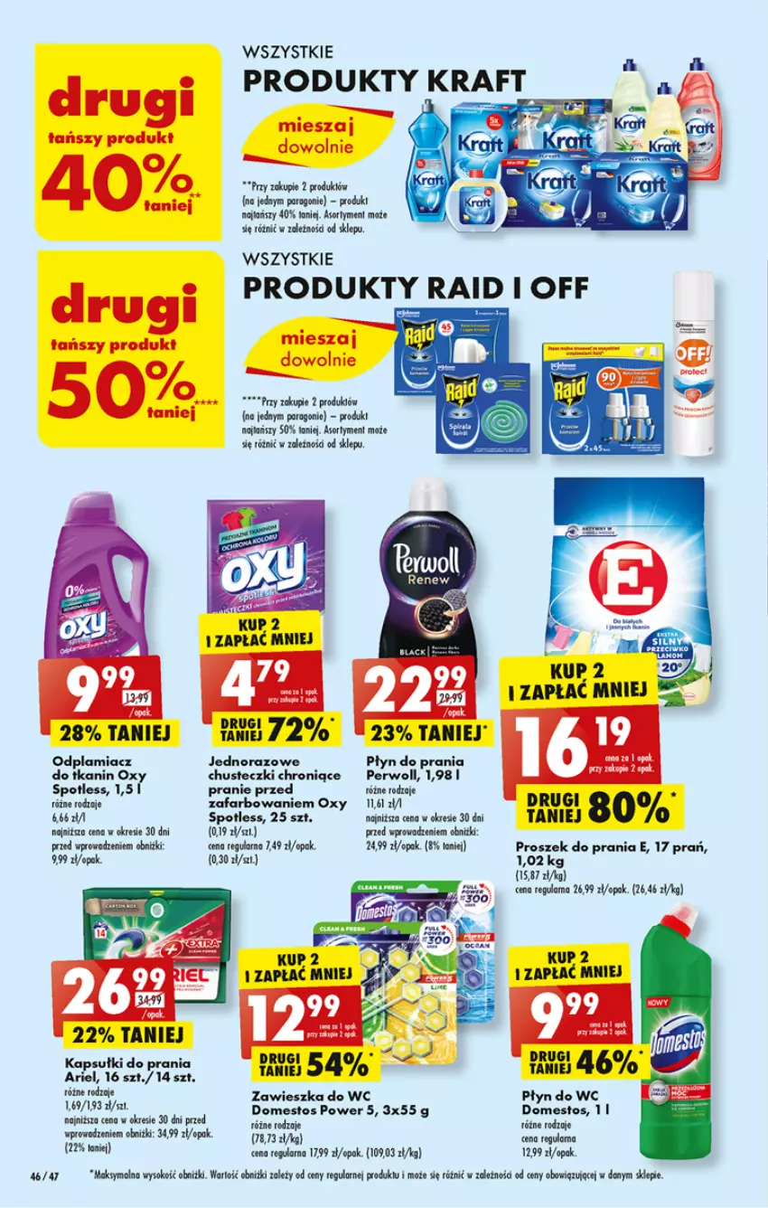 Gazetka promocyjna Biedronka - Od poniedziałku 22.05 - ważna 22.05 do 27.05.2023 - strona 46 - produkty: Ariel, Chusteczki, Domestos, Fa, Odplamiacz, Płyn do prania, Płyn do wc, Sok, Zawieszka do wc