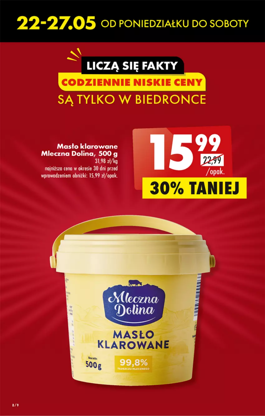 Gazetka promocyjna Biedronka - Od poniedziałku 22.05 - ważna 22.05 do 27.05.2023 - strona 8 - produkty: Masło, Masło klarowane