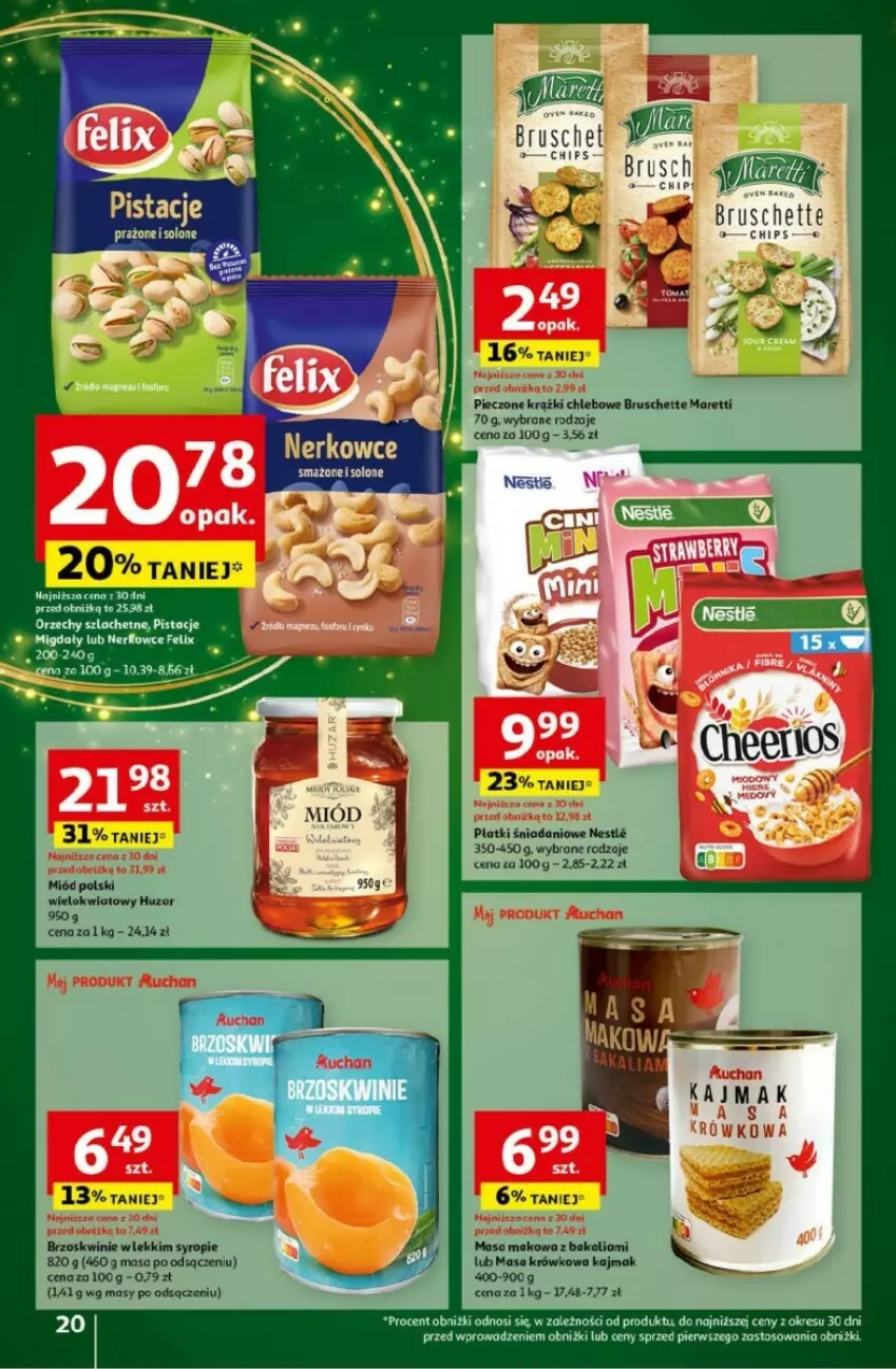 Gazetka promocyjna Auchan - ważna 05.12 do 11.12.2024 - strona 15 - produkty: Bruschette, Brzoskwinie, Chleb, Danio, Masa krówkowa, Miód, Piec, Pistacje, Syrop