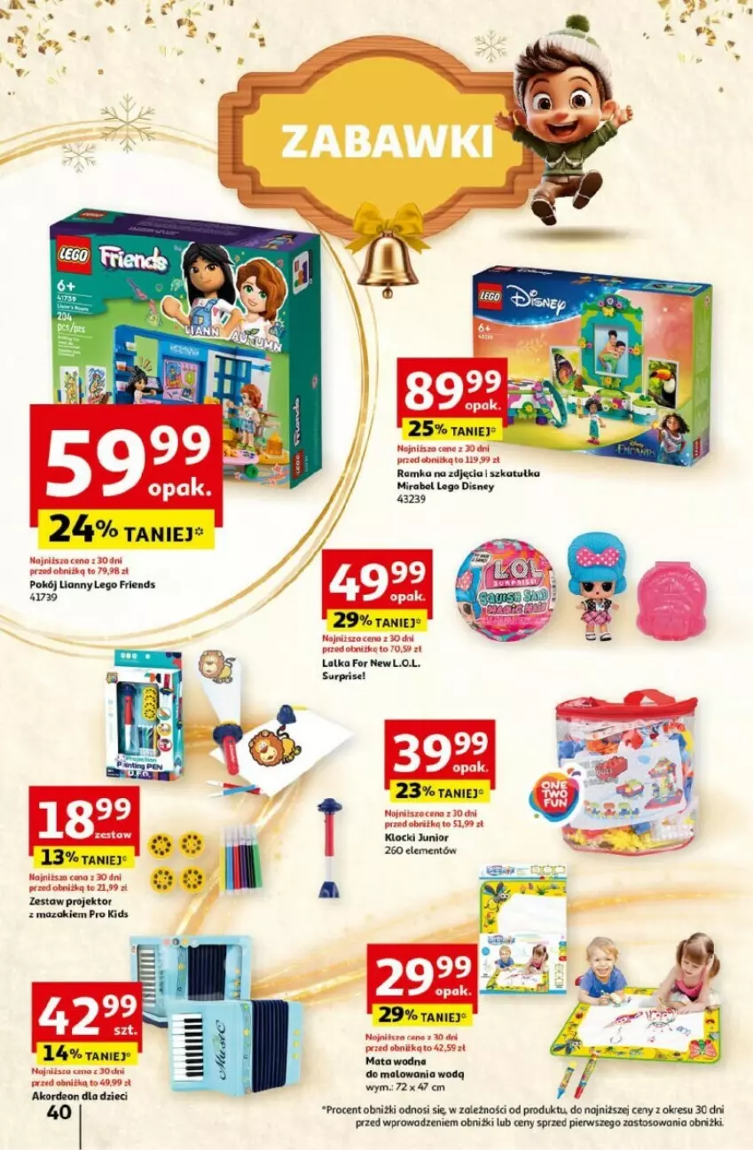 Gazetka promocyjna Auchan - ważna 05.12 do 11.12.2024 - strona 41 - produkty: Akordeon, Disney, Dzieci, Klocki, L.O.L., Lalka, LEGO, LEGO Friends, Mata wodna, Ramka, Szkatułka