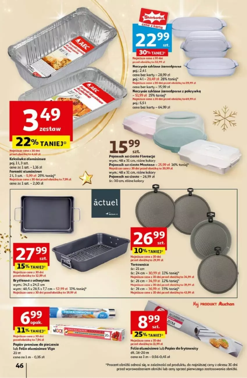 Gazetka promocyjna Auchan - ważna 05.12 do 11.12.2024 - strona 48 - produkty: Fa, Folia aluminiowa, Foremki, Keksówka, Papier, Piec, Pojemnik, Por, Tortownica