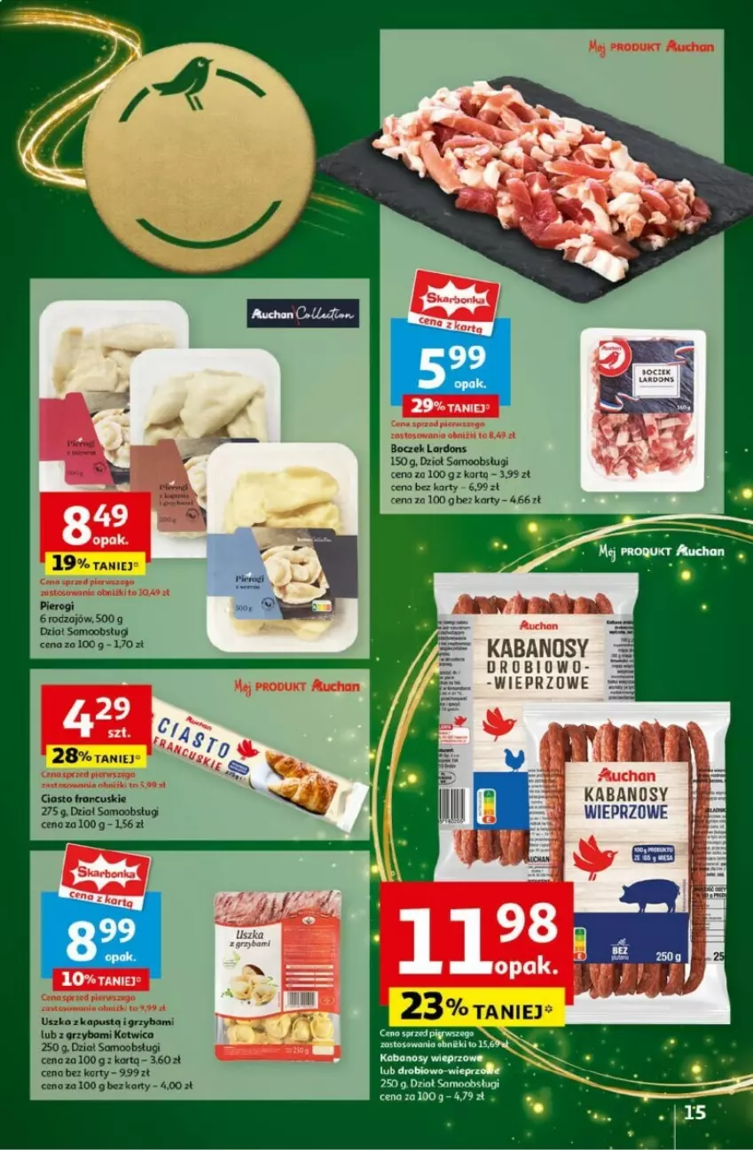 Gazetka promocyjna Auchan - ważna 05.12 do 11.12.2024 - strona 9 - produkty: Boczek, Ciasto francuskie, Kabanos, Kapustą, Pierogi