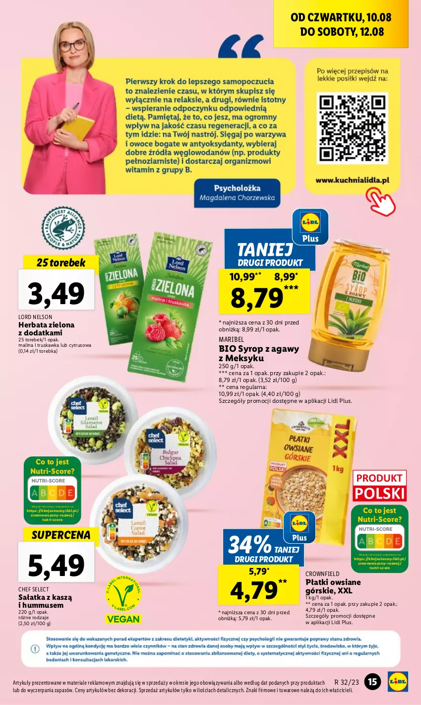 Gazetka promocyjna Lidl - GAZETKA - ważna 10.08 do 12.08.2023 - strona 35 - produkty: Herbata, Hummus, Mus, Płatki owsiane, Sałat, Sałatka, Syrop, Torebka, Wazon