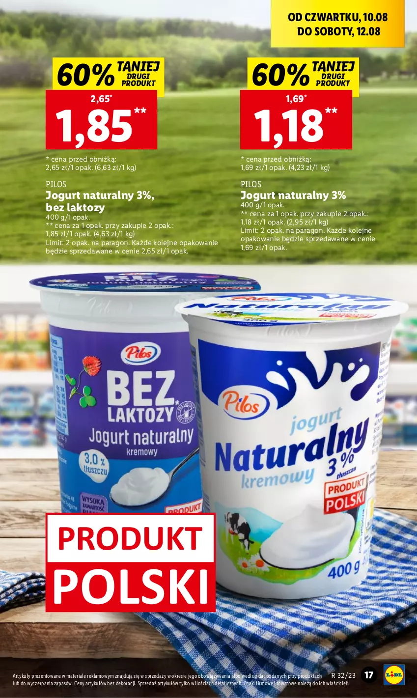 Gazetka promocyjna Lidl - GAZETKA - ważna 10.08 do 12.08.2023 - strona 37 - produkty: Jogurt, Jogurt naturalny, Olej, Pilos