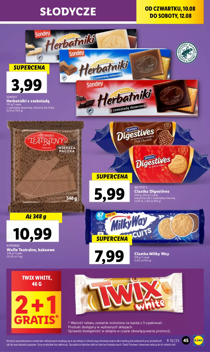 Gazetka promocyjna Lidl - GAZETKA - ważna 10.08 do 12.08.2023 - strona 65 - produkty: Ciastka, Deser, Gra, Herbatniki, Kakao, Milky Way, Ser, Twix, Wafle