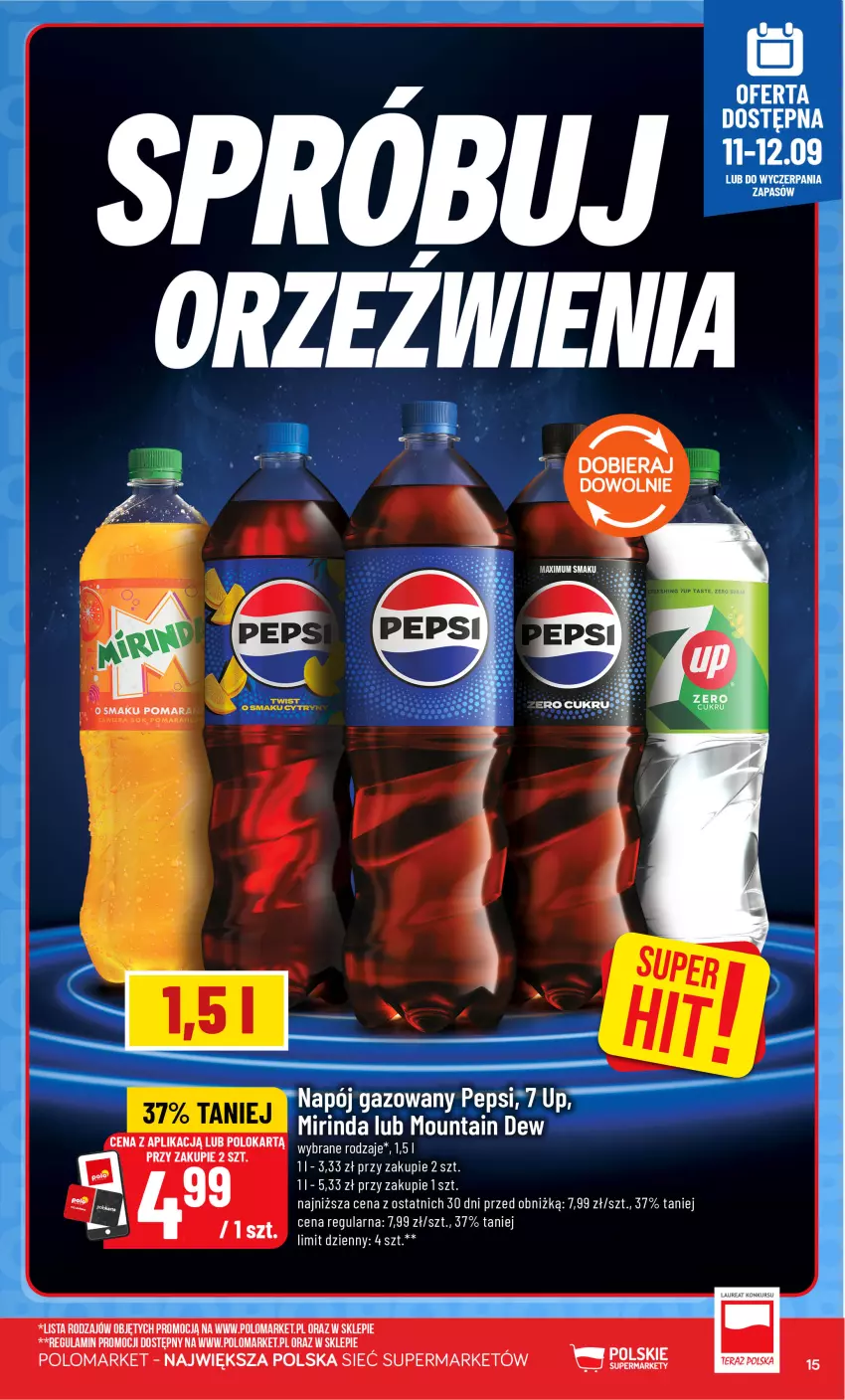 Gazetka promocyjna PoloMarket - Katalog Kupuj taniej z POLOappką - ważna 09.09 do 15.09.2026 - strona 15 - produkty: 7up, Laur, Mirinda, Sok, Tera