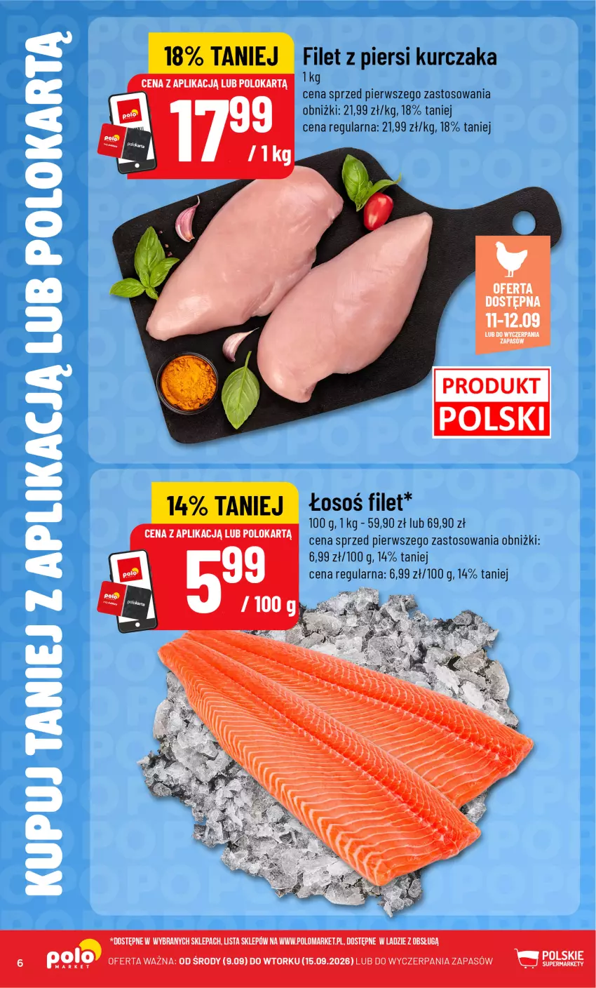Gazetka promocyjna PoloMarket - Katalog Kupuj taniej z POLOappką - ważna 09.09 do 15.09.2026 - strona 6 - produkty: Filet z piersi kurczaka, Kurczak