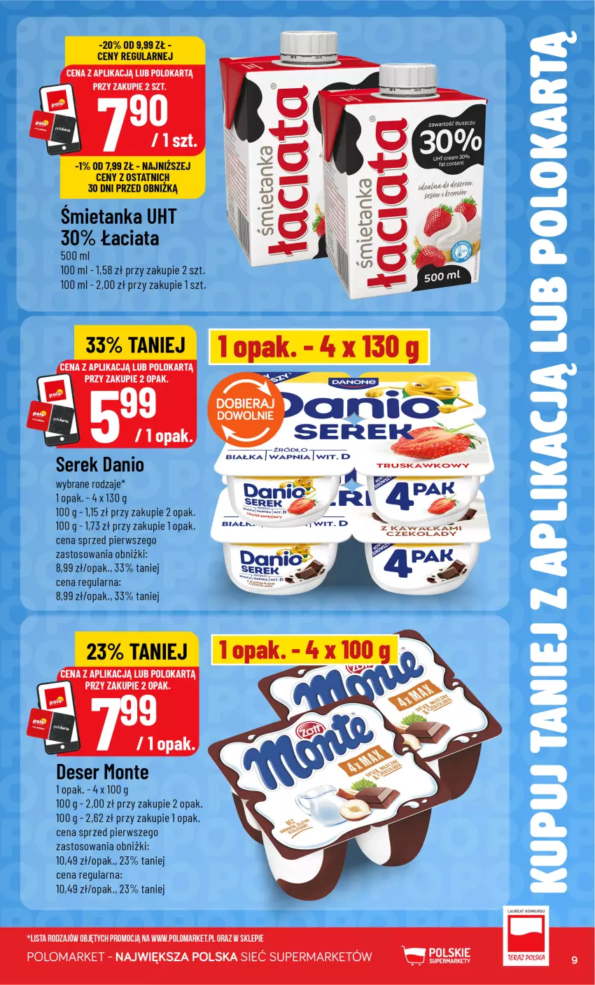 Gazetka promocyjna PoloMarket - Katalog Kupuj taniej z POLOappką - ważna 09.09 do 15.09.2026 - strona 9 - produkty: Danio, Danone, Deser, Laur, Monte, Ser, Serek, Tera