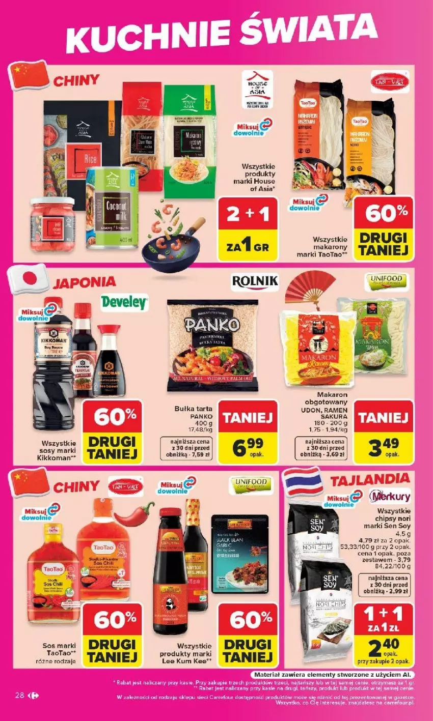 Gazetka promocyjna Carrefour - Gazetka Carrefour Białystok w SUMIE Zmieniliśmy się dla Ciebie - ważna 24.08 do 30.08.2026 - strona 28 - produkty: Bułka, Bułka tarta, Chipsy, House of Asia, Makaron, Por, Sos, TaoTao, Tarta