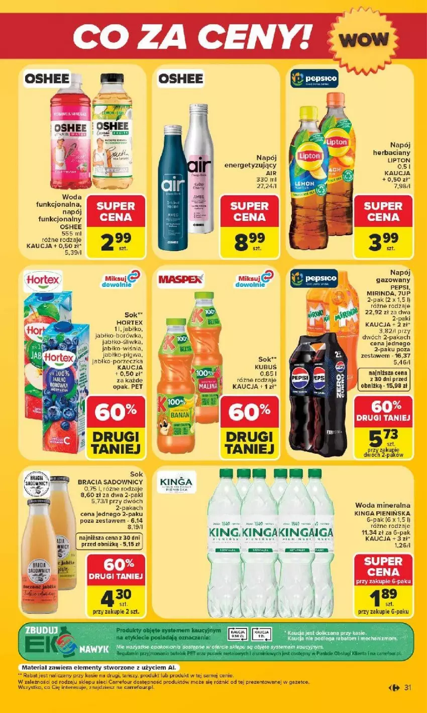 Gazetka promocyjna Carrefour - Gazetka Carrefour Białystok w SUMIE Zmieniliśmy się dla Ciebie - ważna 24.08 do 30.08.2026 - strona 31 - produkty: 7up, Borówka, Hortex, Lipton, Napój, Oshee, Pepsi, Por, Sok, Woda, Woda mineralna