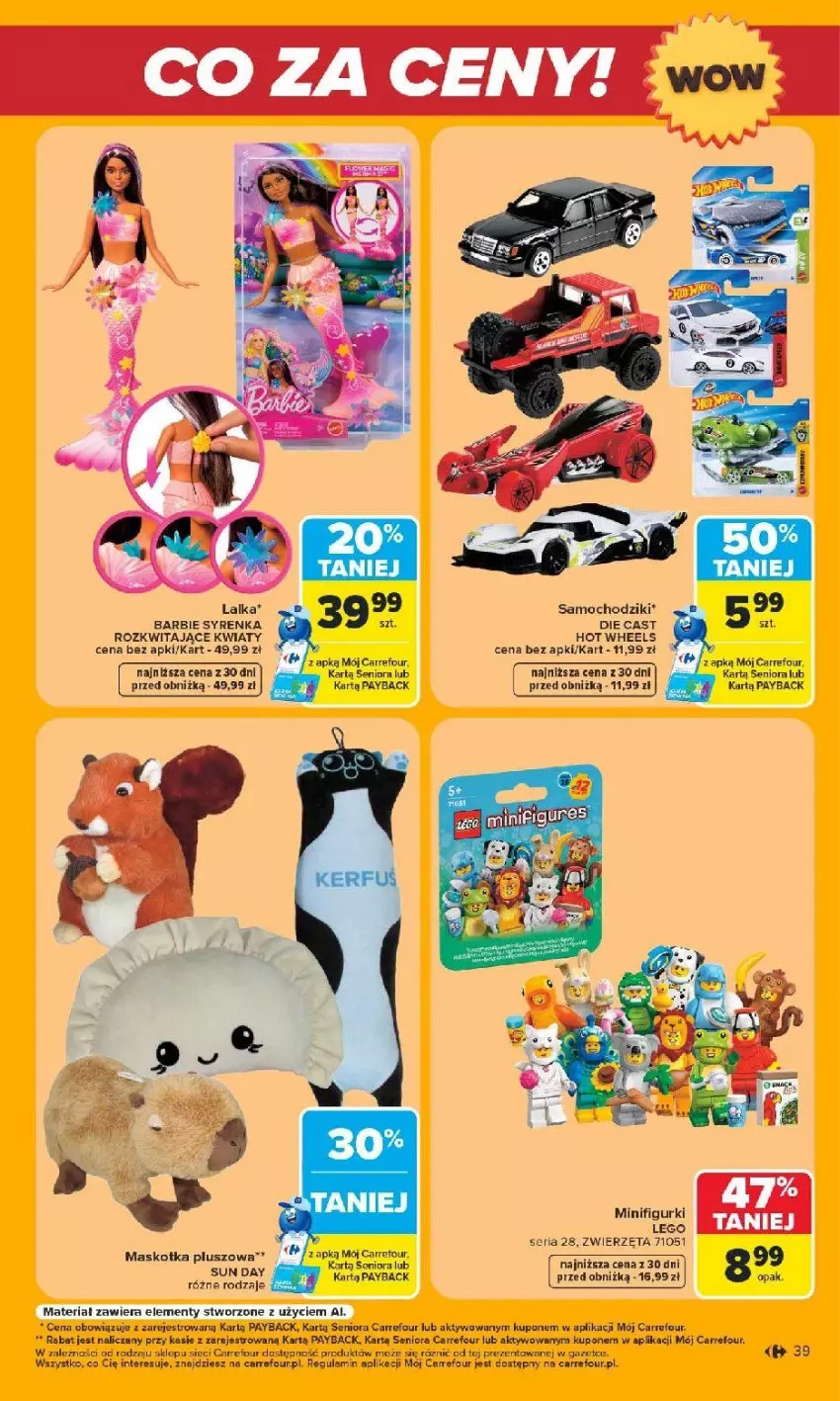 Gazetka promocyjna Carrefour - Gazetka Carrefour Białystok w SUMIE Zmieniliśmy się dla Ciebie - ważna 24.08 do 30.08.2026 - strona 39 - produkty: Barbie, Chodzik, Fa, Hot Wheels, Lalka, Maskotka pluszowa, Samochodziki, Zwierzęta