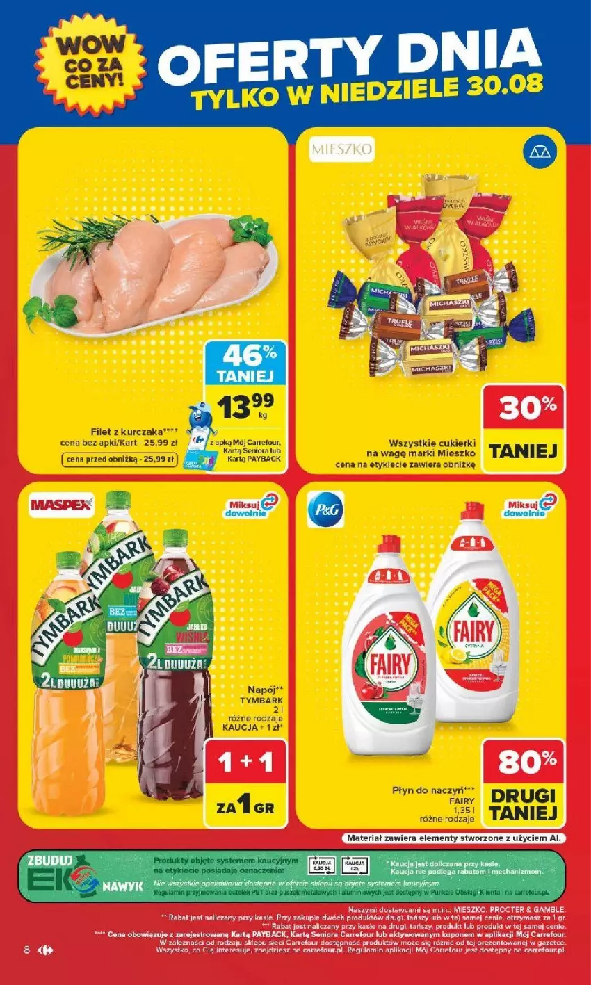 Gazetka promocyjna Carrefour - Gazetka Carrefour Białystok w SUMIE Zmieniliśmy się dla Ciebie - ważna 24.08 do 30.08.2026 - strona 8 - produkty: Cukier, Cukierki, Fa, Kasia, Kurczak, Napój, Tymbark