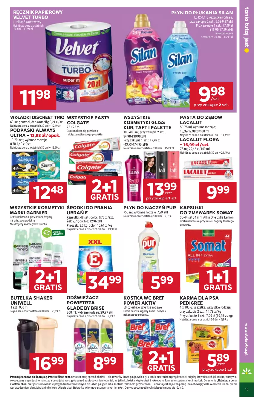 Gazetka promocyjna Stokrotka - Market - ważna 21.08 do 27.08.2025 - strona 27 - produkty: Always, Bref, Colgate, Discreet, Flora, Fructis, Garnier, Gliss Kur, Gra, Lacalut, LG, Mięso, Odświeżacz powietrza, Owoce, Palette, Papier, Pasta do zębów, Pedigree, Płyn do płukania, Podpaski, Pur, Ręcznik, Silan, Somat, Taft, Velvet, Warzywa, Wkładki
