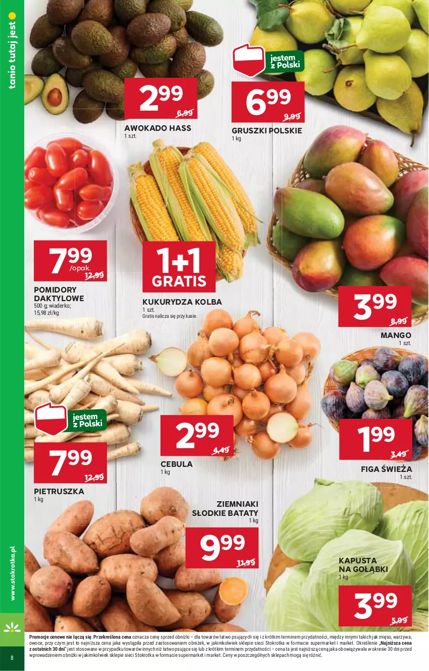 Gazetka promocyjna Stokrotka - Market - ważna 21.08 do 27.08.2025 - strona 8 - produkty: Cebula, Gra, Gruszki, Kukurydza, Mango, Mięso, Owoce, Pietruszka, Pomidory, Warzywa, Ziemniaki