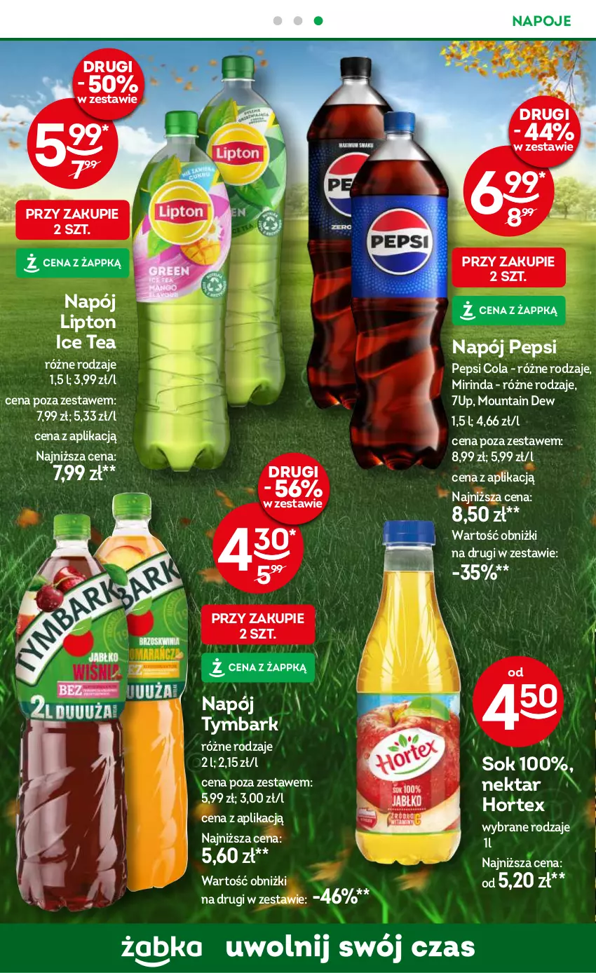 Gazetka promocyjna Żabka - ważna 09.10 do 22.10.2024 - strona 28 - produkty: 7up, Hortex, Ice tea, Lipton, Mirinda, Napój, Napoje, Nektar, Pepsi, Sok, Tymbark