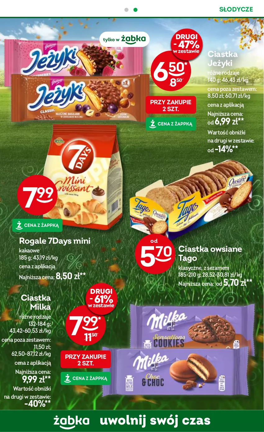 Gazetka promocyjna Żabka - ważna 09.10 do 22.10.2024 - strona 33 - produkty: Ciastka, Ciastka owsiane, Jeżyki, Kakao, Milka, Rogal, Sezam, Tago