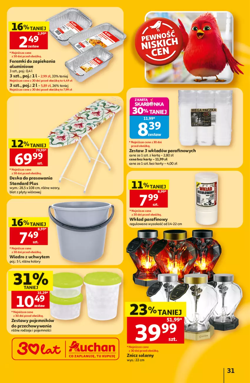 Gazetka promocyjna Auchan - 30 Lat Hipermarket - ważna 02.07 do 08.07.2026 - strona 31 - produkty: Deska do prasowania, Foremki, Pojemnik, Sok, Wiadro, Znicz