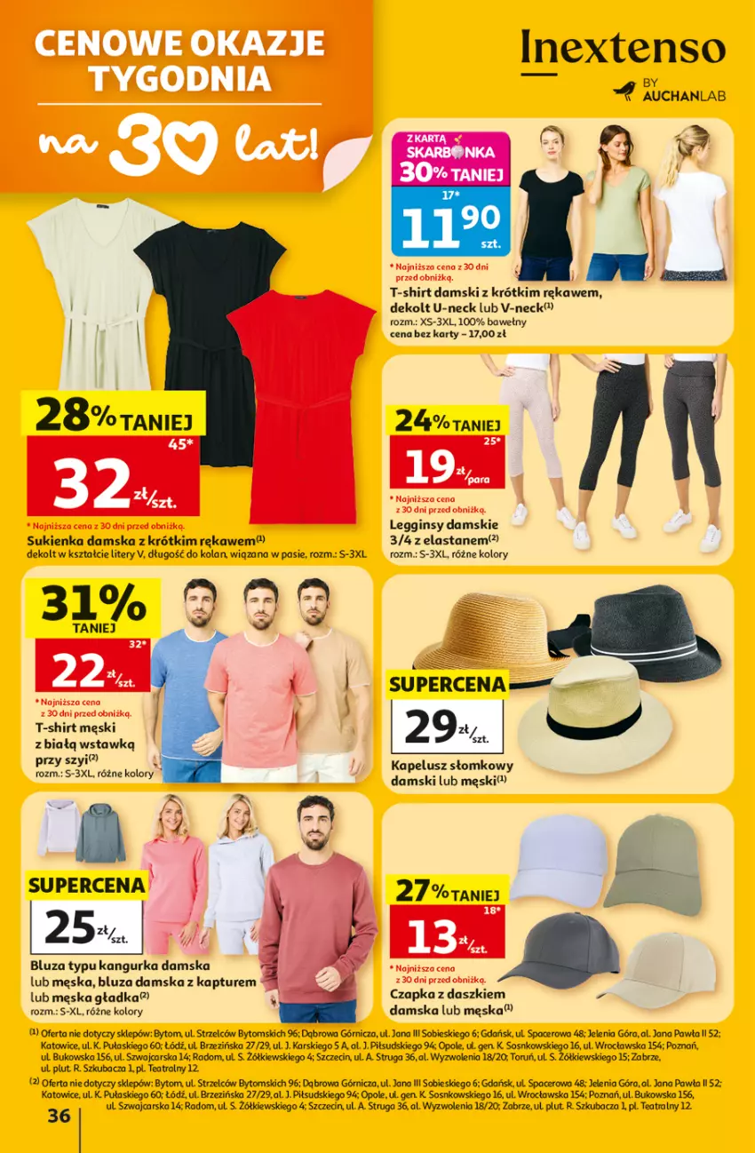 Gazetka promocyjna Auchan - 30 Lat Hipermarket - ważna 02.07 do 08.07.2026 - strona 36 - produkty: Acer, Bluza, Cars, Czapka, Gin, Legginsy, Sos, Sukienka, T-shirt