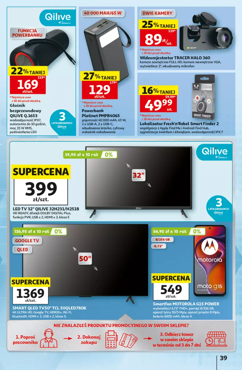 Gazetka promocyjna Auchan - 30 Lat Hipermarket - ważna 02.07 do 08.07.2026 - strona 39 - produkty: Acer, Głośnik, Halo, HD ready, Kamera, Kamery, Latarka, LED TV, Mikrofon, PLATINET, Por, Powerbank, Tarka, Wideorejestrator