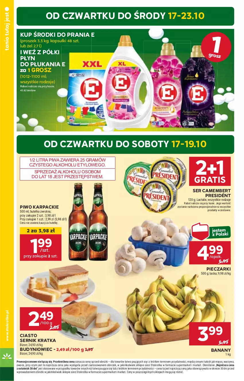 Gazetka promocyjna Stokrotka - Market - ważna 17.10 do 23.10.2024 - strona 4 - produkty: Banany, Camembert, Ciasto sernik, Gra, HP, Karp, Piec, Piwa, Piwo, Płyn do płukania, Ser