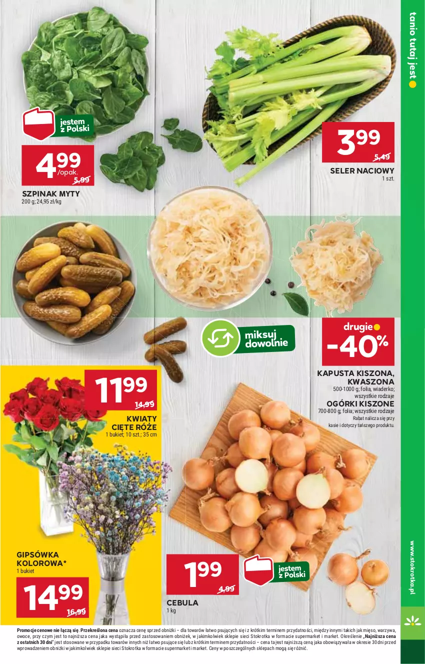 Gazetka promocyjna Stokrotka - Market - ważna 17.10 do 23.10.2024 - strona 9 - produkty: Cebula, HP, Kwiaty cięte, Seler naciowy, Szpinak