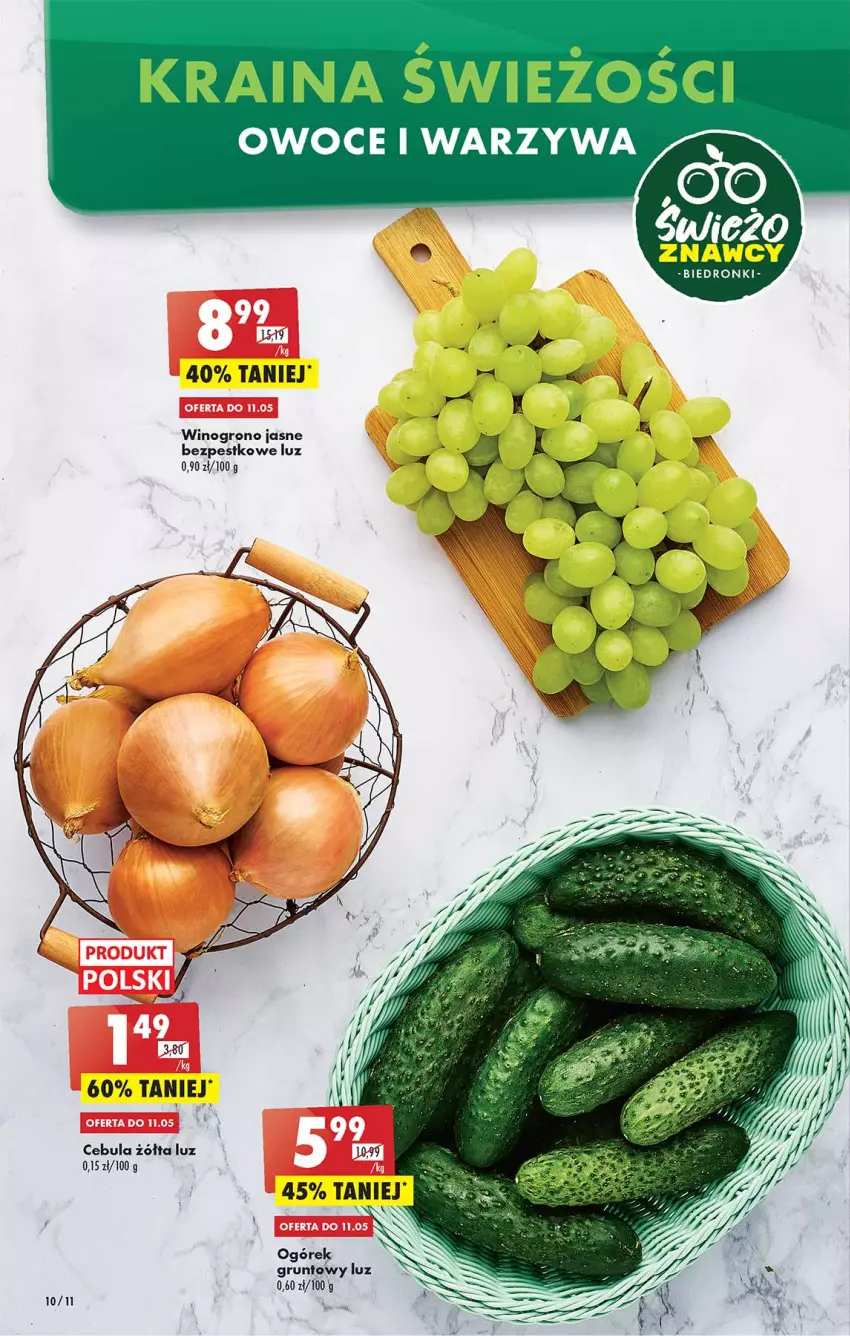 Gazetka promocyjna Biedronka - W tym tygodniu  PN - ważna 09.05 do 14.05.2022 - strona 10 - produkty: Cebula, Cebula zółta, Grunt, Ogórek, Owoce, Warzywa, Wino