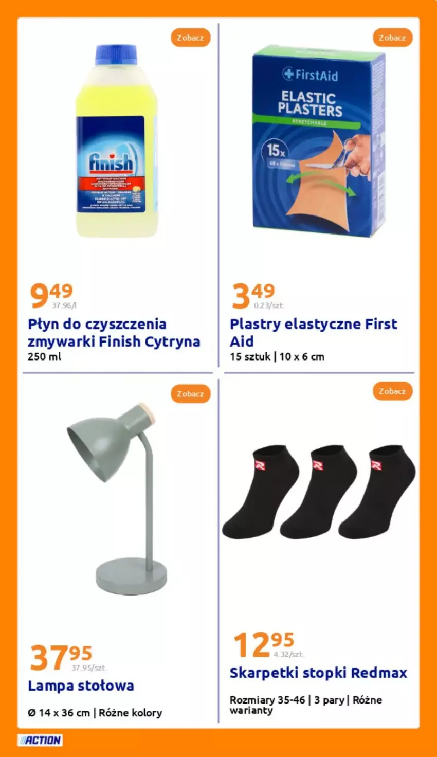 Gazetka promocyjna Action - ważna 19.03 do 25.03.2025 - strona 22 - produkty: Finish, Karp, Lampa, Lampa stołowa, Skarpetki, Top, Zmywarki