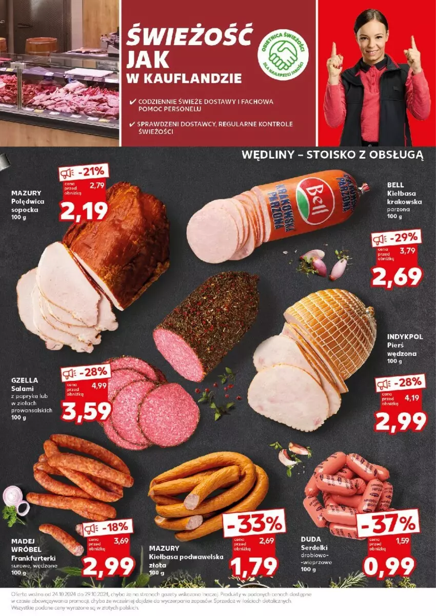 Gazetka promocyjna Kaufland - ważna 28.10 do 29.10.2024 - strona 14 - produkty: Fa, Frankfurterki, Kiełbasa, Kiełbasa podwawelska, Papryka, Polędwica, Salami, Wawel