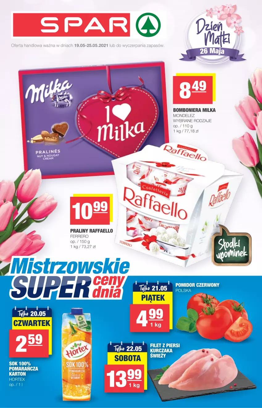 Gazetka promocyjna Spar - Eurospar - ważna 19.05 do 25.05.2021 - strona 1 - produkty: Bomboniera, Fa, Ferrero, Milka, Praliny, Raffaello