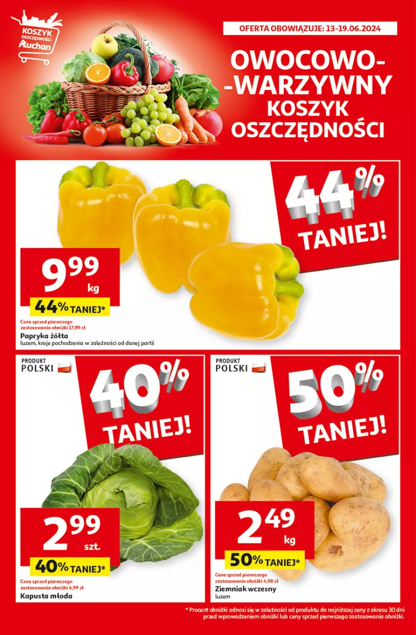 Gazetka promocyjna Auchan - Gazetka CENY W DÓŁ Hipermarket Auchan - ważna 13.06 do 19.06.2024 - strona 12 - produkty: Papryka, Papryka żółta