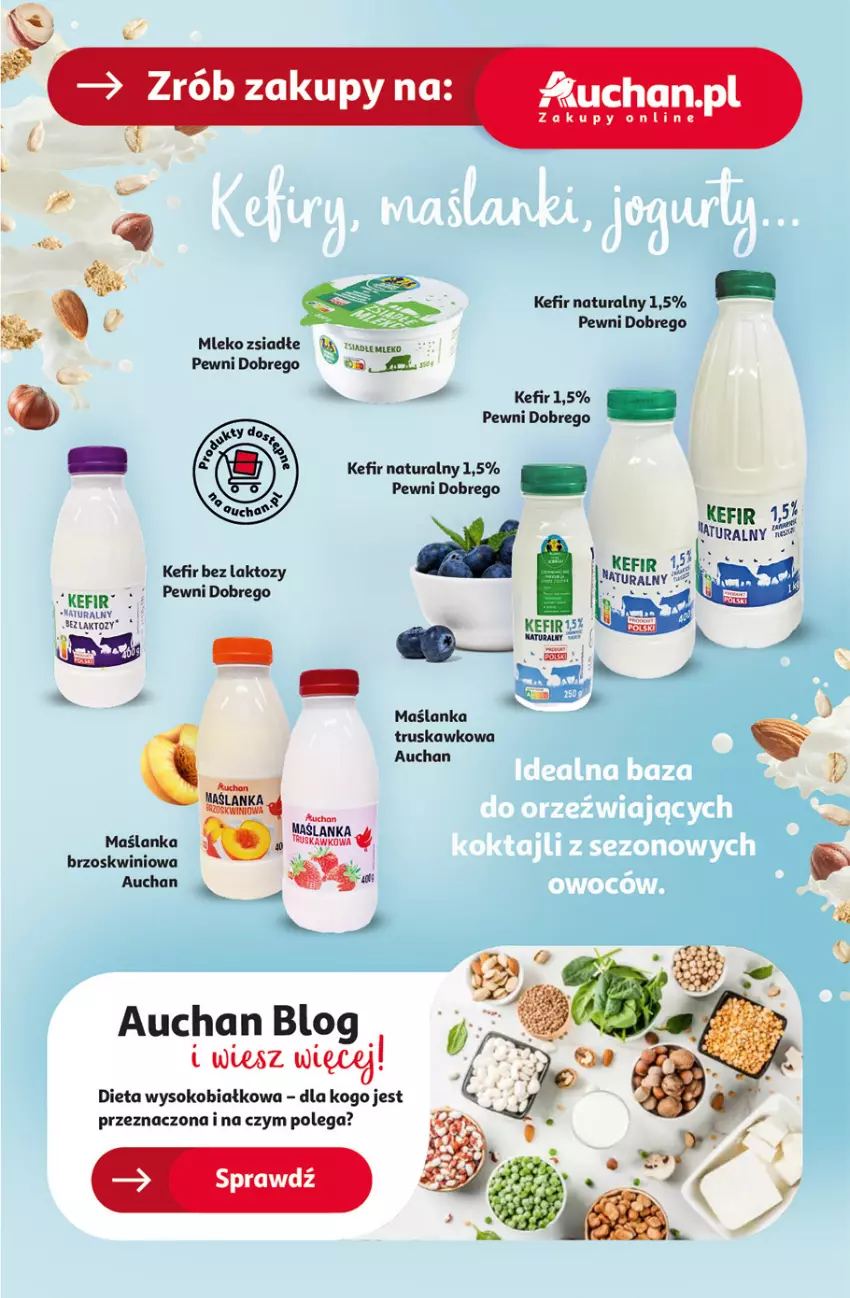 Gazetka promocyjna Auchan - Gazetka CENY W DÓŁ Hipermarket Auchan - ważna 13.06 do 19.06.2024 - strona 39 - produkty: Kefir, Kefir naturalny, Maślanka, Sok