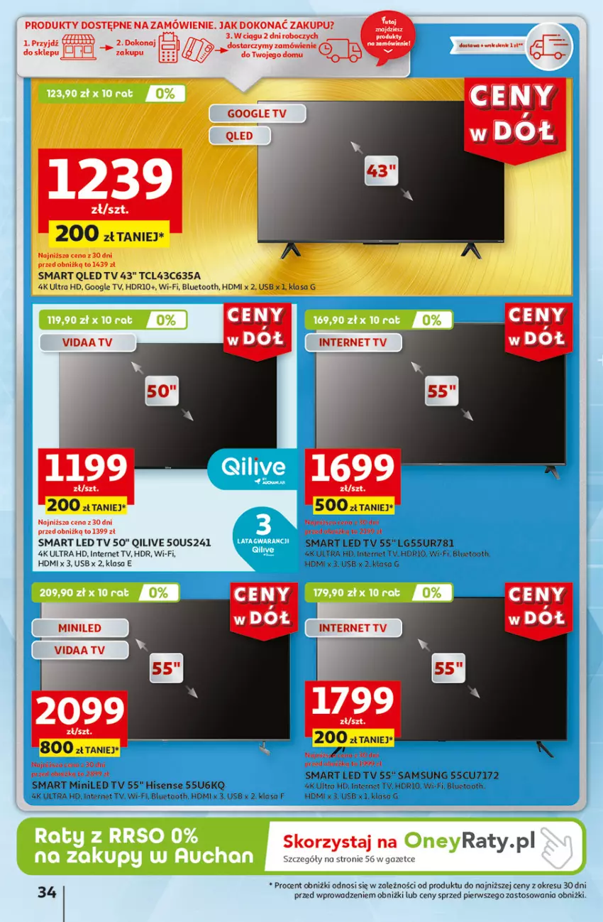 Gazetka promocyjna Auchan - Gazetka CENY W DÓŁ Hipermarket Auchan - ważna 13.06 do 19.06.2024 - strona 42 - produkty: LED TV, LG, Samsung