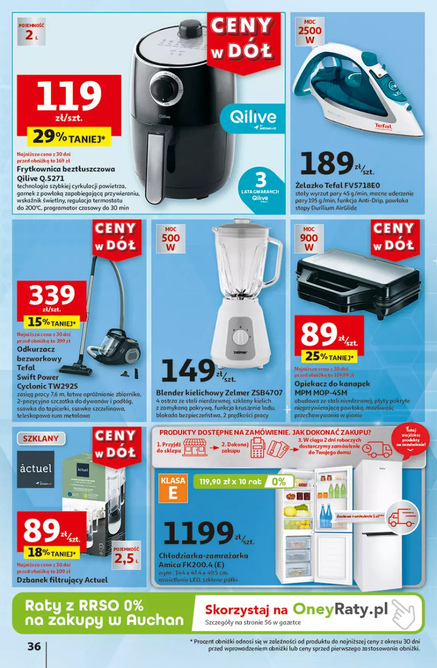 Gazetka promocyjna Auchan - Gazetka CENY W DÓŁ Hipermarket Auchan - ważna 13.06 do 19.06.2024 - strona 44 - produkty: Amica, Blender, Chłodziarka, Dywan, Dzbanek, Dzbanek filtrujący, Fa, Garnek, Gra, K2, Mop, Odkurzacz, Opiekacz do kanapek, Piec, Rama, Rura, Szczotka, Tefal, Teleskop, Termos, Top, Zelmer