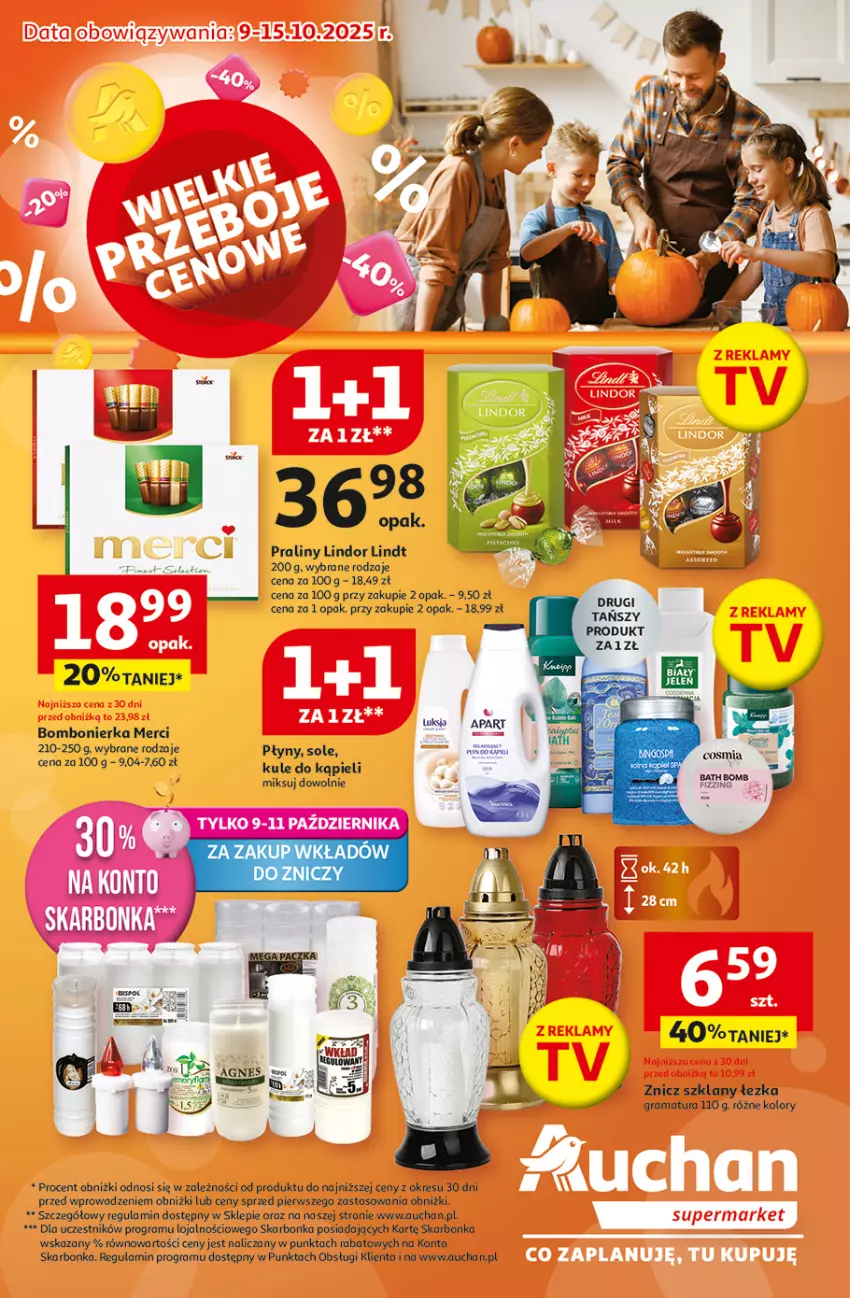 Gazetka promocyjna Auchan - Wielkie przeboje cenowe Supermarket - ważna 09.10 do 15.10.2025 - strona 1 - produkty: Gra, Lindor, Lindt, Merci, Praliny, Rama, Znicz